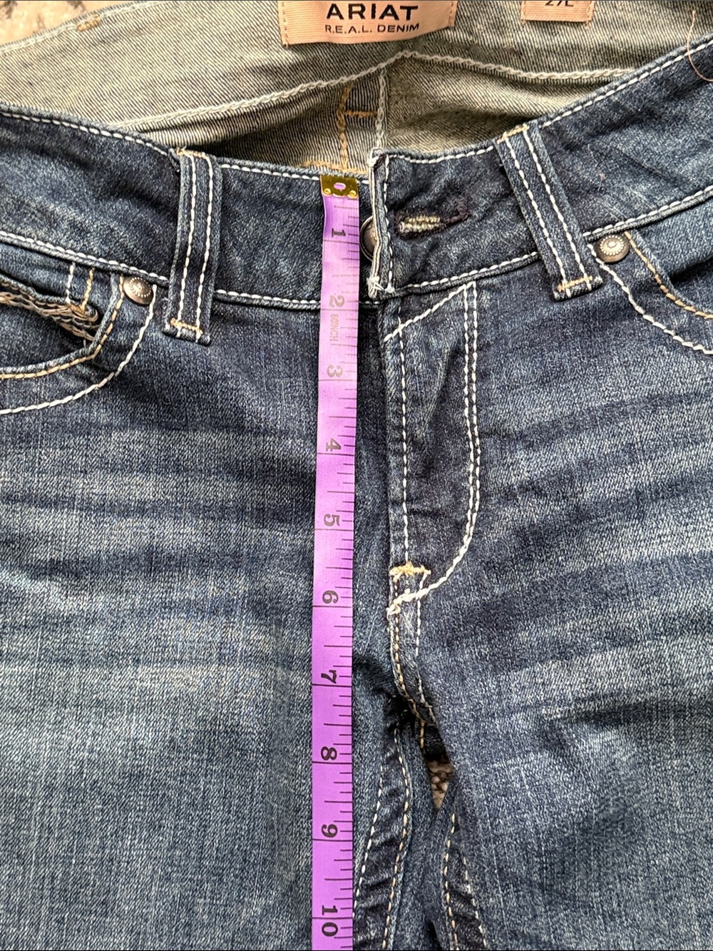 Ariat Dark Blue Flare Jeans with Embroidered Back Pockets - Picture 4 of 6